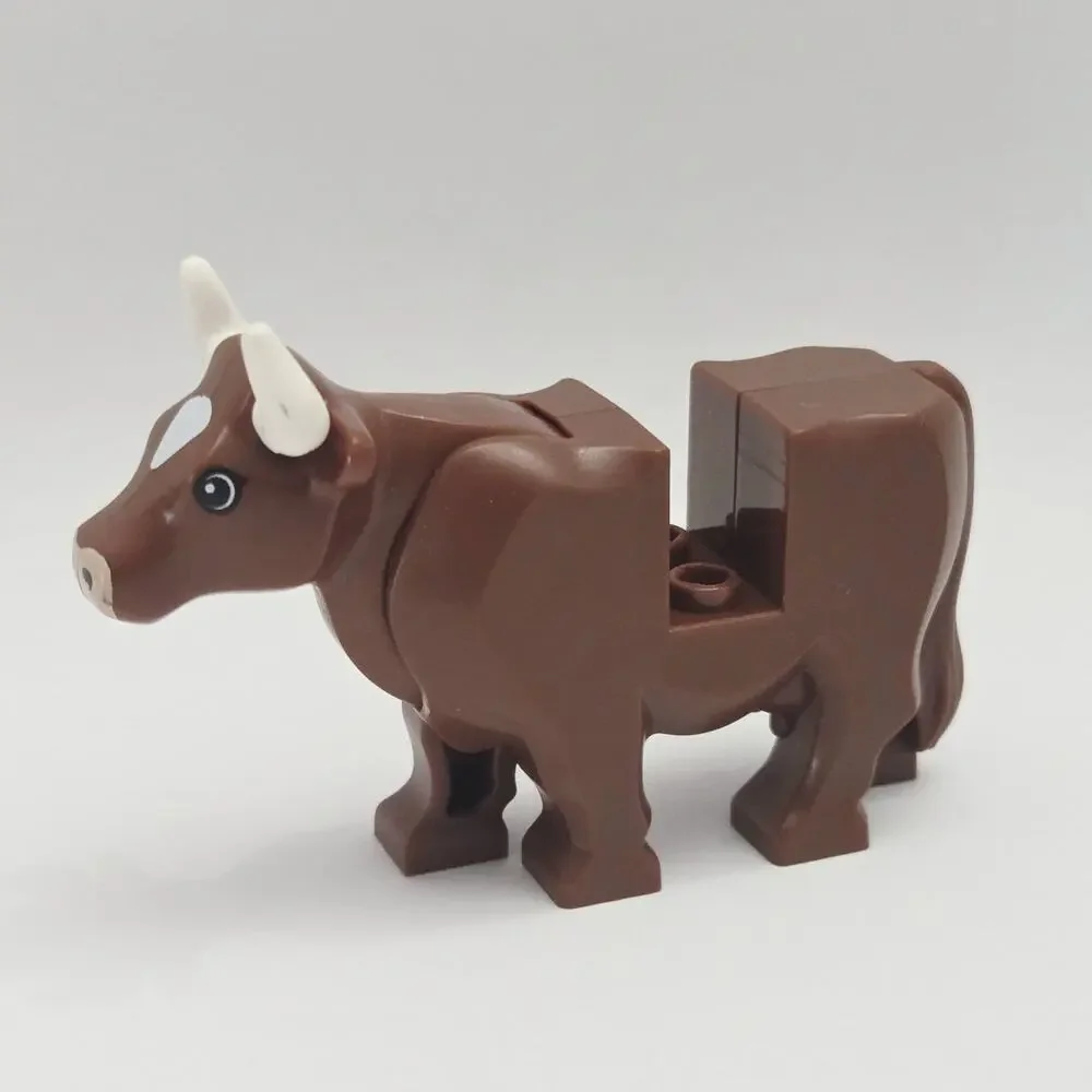 Lego Reddish Brown Cows w/ Short Horns Lot of 2 Cow Farm Barnyard Castle Animals